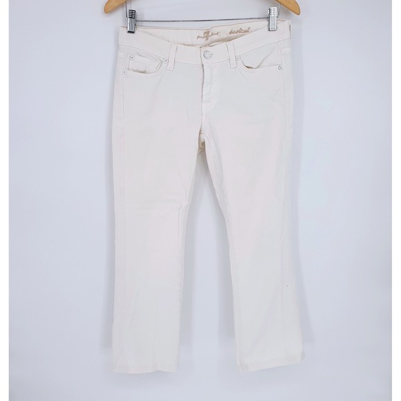 7 For All Mankind Denim - 7 For All Mankind Womens Bootcut Off White Denim Mid Rise Straight Leg Size 27